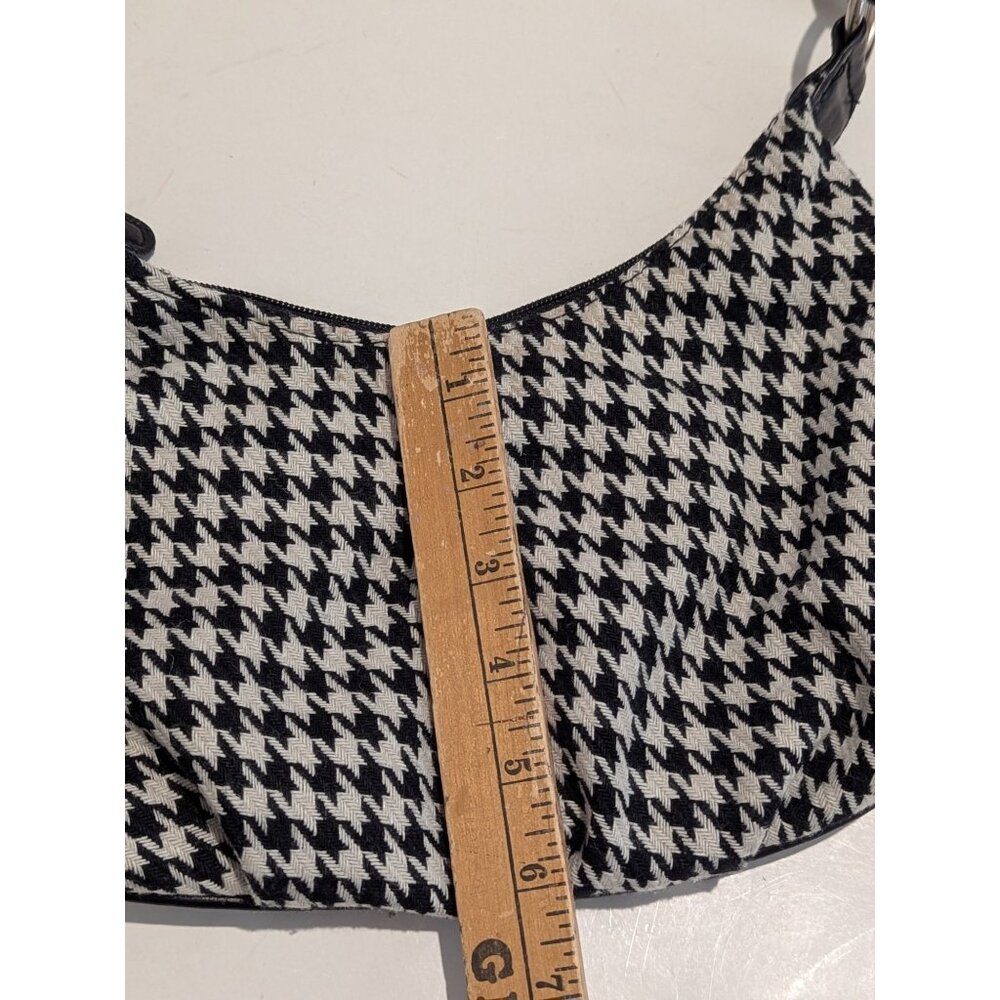 Herringbone Pattern Shoulder Bag Black, White-Lp - image 6